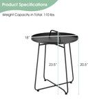 Costway | Outdoor Metal Patio End Side Table Weather Resistant with Handle