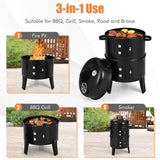 Costway | 3-in-1 Charcoal BBQ Grill Cambo with Built-in Thermometer