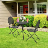 Costway | 3 Pieces Patio Bistro Set Outdoor Conversation Furniture Table and Folding Chair