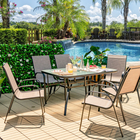 Costway | 7-Piece Patio Dining Set with 6 Stackable Chairs