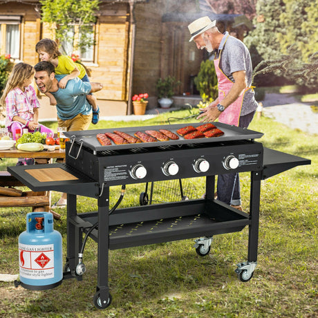 Costway | 60000 BTU 4 Burner Foldable Outdoor Propane Gas Grill with Wheels
