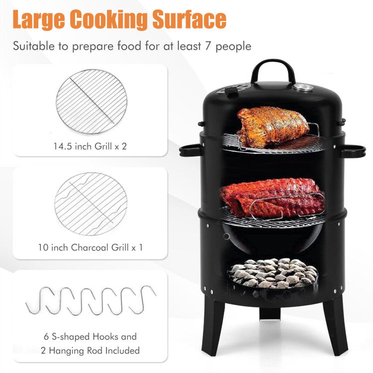 Costway | 3-in-1 Charcoal BBQ Grill Cambo with Built-in Thermometer