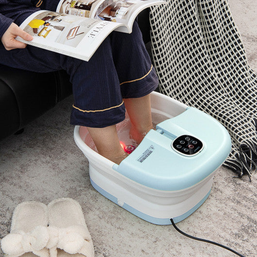 Costway | Folding Foot Spa Basin with Heat Bubble Roller Massage Temp and Time Set