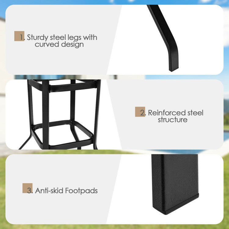 Costway | 32 Inches Outdoor Steel Square Bar Table with Powder-Coated Tabletop