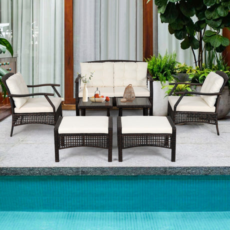 Costway | 7 Pieces Outdoor Patio Furniture Set with Waterproof Cover