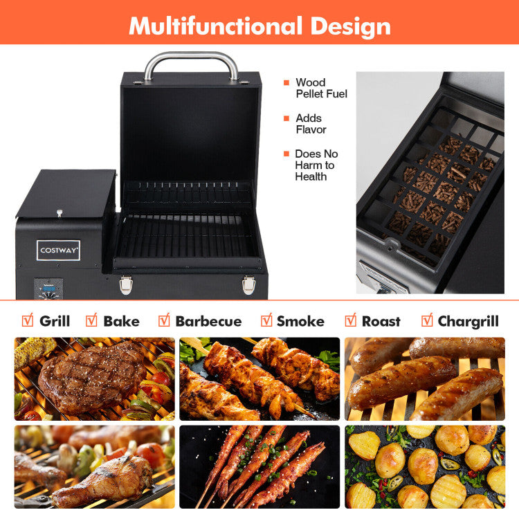 Costway | Portable Pellet Grill and Smoker Tabletop with Temperature Probe