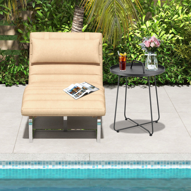 Costway | Outdoor Metal Patio End Side Table Weather Resistant with Handle