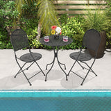 Costway | 3 Pieces Patio Bistro Set Outdoor Conversation Furniture Table and Folding Chair