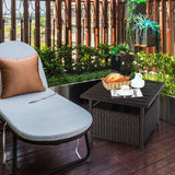 Costway | Outdoor Patio Rattan Wicker Steel Side Deck Table