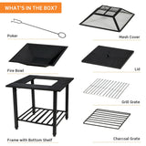 Costway | 31 Inch Outdoor Fire Pit Dining Table with Cooking BBQ Grate