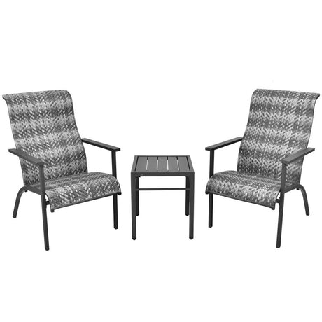Costway | 3 Pieces Patio Rattan Bistro Set with High Backrest and Armrest