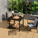 Costway | 31 Inch Outdoor Fire Pit Dining Table with Cooking BBQ Grate