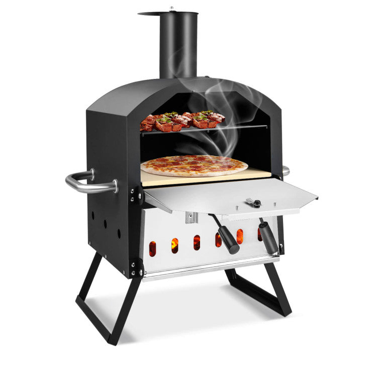 Costway | 2-Layer Pizza Oven with Removable Cooking Rack and Folding Legs