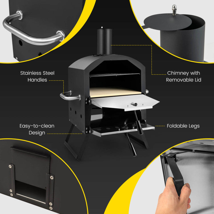 Costway | 2-Layer Pizza Oven with Removable Cooking Rack and Folding Legs