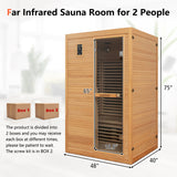 Costway | 2024 New 2 People Far Infrared Wooden Sauna Room with Free Red Light Therapy for Home