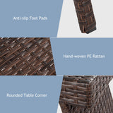 Costway | Folding PE Rattan Side Coffee Table Patio Garden Furniture