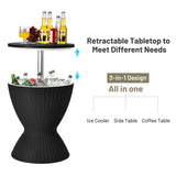 Costway | 3 Pieces Outdoor Rattan Bar Table with Extendable Tabletop