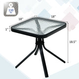 Costway | 18 Inch Patio Coffee Side Table with Tempered Glass