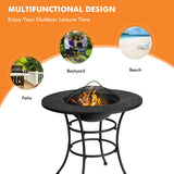 Costway | 31.5 Inch Patio Fire Pit Dining Table With Cooking BBQ Grate