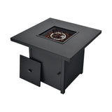 Costway | 32 Inch 40000 BTU Propane Fire Pit Table with Lid and Fire Glass