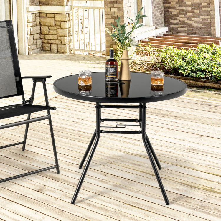 Costway | 34 Inch Patio Dining Table with 1.5 inch Umbrella Hole for Garden