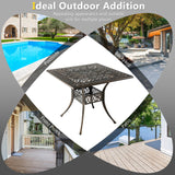 Costway | 35.4 Inch Aluminum Patio Square Dining Table with Umbrella Hole