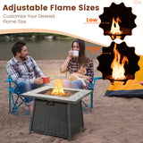 Costway | 35 Inch Propane Gas Fire Pit Table Wicker Rattan with Lava Rocks PVC Cover