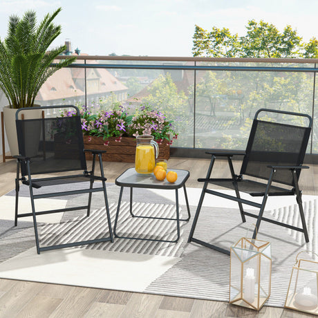 Costway | 3 Pieces Patio Folding Conversation Chairs and Table