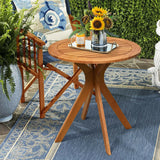 Costway | 27 Inch Outdoor Round Solid Wood Coffee Side Bistro Table