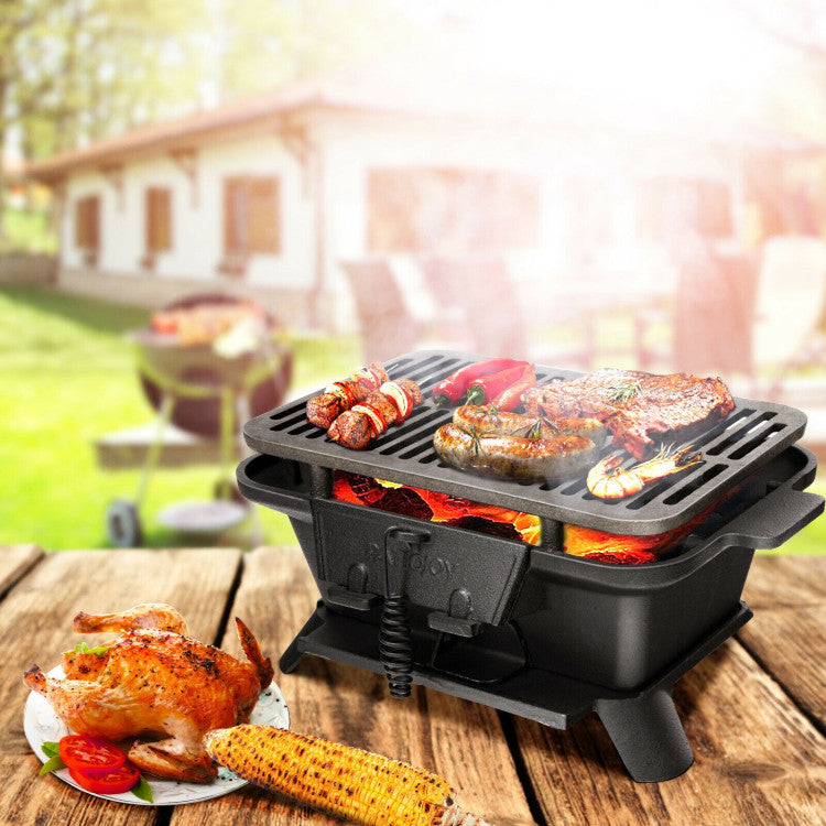 Costway | Heavy Duty Cast Iron Tabletop BBQ Grill Stove for Camping Picnic