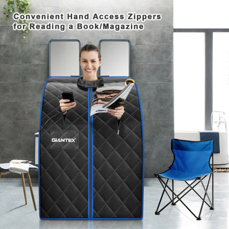 Costway | Portable Personal Far Infrared Sauna with Heating Foot Pad and Chair