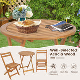 Costway | 3 Pieces Folding Patio Bistro Set with Slatted Tabletop