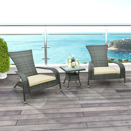 Costway | 3-Piece Wicker Adirondack Set with Comfy Seat Cushions