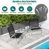 Costway | 3 Pieces Patio Folding Chair Set Outdoor Metal Conversation Set
