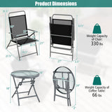 Costway | 3 Pieces Patio Folding Chair Set Outdoor Metal Conversation Set
