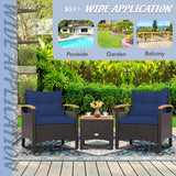Costway | 3 Pieces Patio Rattan Furniture Set with Removable Cushion