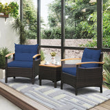 Costway | 3 Pieces Patio Rattan Furniture Set with Removable Cushion