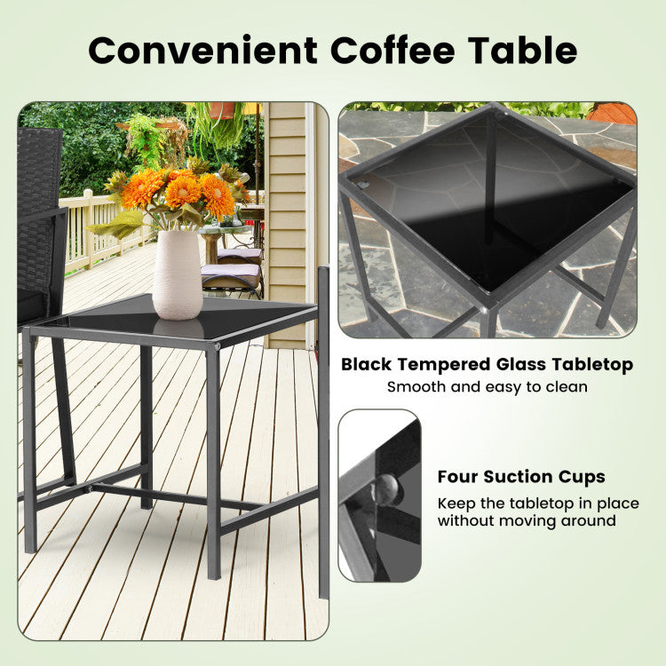 Costway | 3 Pieces Modern Heavy Duty Patio Furniture Set with Coffee Table