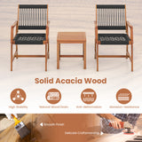 Costway | 3 Pieces Acacia Wood Patio Furniture Set with Armchairs Coffee Table
