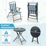 Costway | 3 Pieces Outdoor Folding Chair Set Portable Folding Chair Set