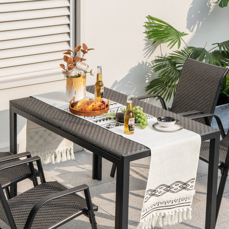 Costway | 48 Inch Wicker Dining Table Patio Rectangular Rattan Table