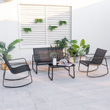Costway | 4 Piece Patio Rocking Set with Glass-Top Table