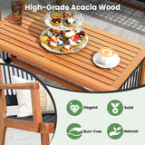 Costway | 4 Pieces Acacia Wood Patio Conversation Table and Chair Set with Hand Woven Rope