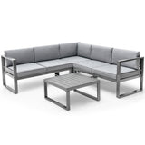 Costway | 4 Pieces Aluminum Patio Furniture Set with Thick Seat and Back Cushions