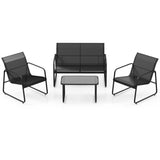 Costway | 4 Pieces Outdoor Conversation Set with Tempered Glass Coffee Table