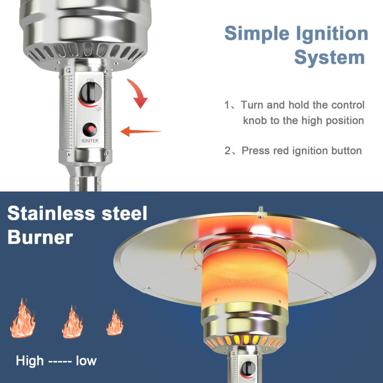 Costway | 50000 BTU Stainless Steel Propane Patio Heater with Trip over Protection