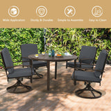 Costway | 49 Inch Round Patio Dining Table Metal Slatted Table with Umbrella Hole