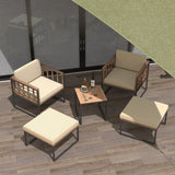 Costway | 5 Piece Outdoor Furniture Set Acacia Wood Chair Set with Ottomans and Coffee Table