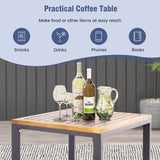 Costway | 5 Piece Patio Acacia Wood Chair Set with Ottomans and Coffee Table