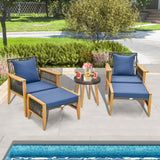 Costway | 5 Piece Patio Furniture Set with Coffee Table and 2 Ottomans